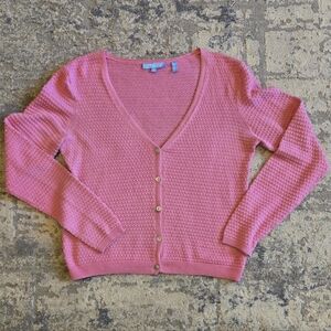 Draper James Pink Textured V-Neck Cardigan